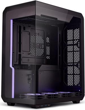 SSUPD Xhuttle Black ATX Mid Tower Gaming Case, with a dual - chamber design, Panoramic Tempered Glass ,Vertical GPU Airflow, Includes 3 x 120mm ARGB Reverse Fan, RGB Strip