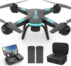 JY03 Drone with 1080P HD Camera for Adults and Kids FPV RC Quadcopter with LED Lights and Optical flow Sensor 2 Batteries Black