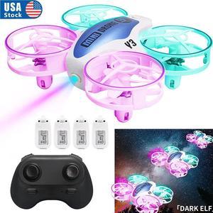 LED Mini Drone 3D Flips 3 Speeds RC Quadcopter Helicopter 4 Batteries RC Drone
