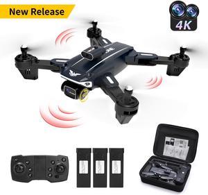 D89 RC Drone with 720P HD Camera for Kids FPV RC Quadcopter Intelligent 3 Sides Obstacle Avoidance,Great Gift for Children Adults Play Indoor and Outdoor 3 BatteriesBlack