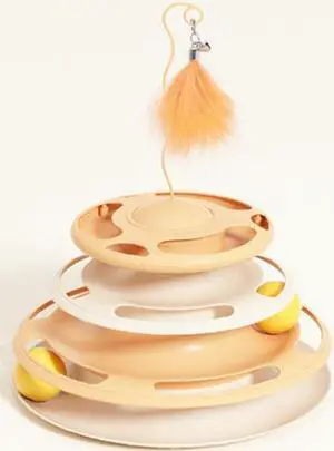 Cat Chase Ball Interactive 4-Tier Cat Track Toy,Orange Saucer Toy Plate for Cats
