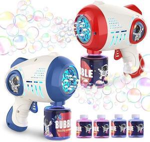 Eaglestone 2 Bubble Shooting Toy, Light Up Bubble Machine, 8 Hole Blower with 4 Refill, Automatic Bubble Maker for Bubble Blaster,Outdoor Toys, Birthday,Christmas Party Favor Gift