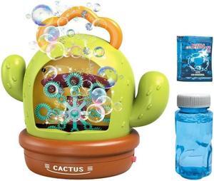 Cactus Bubble Machine ,Automatic Bubble Maker for Kids & Toddlers Outdoor Fun,500-1000 Bubbles Per Minute,With Music And Lights,Christmas Gifts