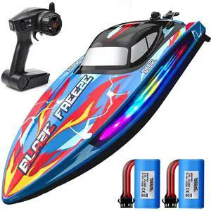DEERC Fast RC Boat for Pool & Lake, 20+MPH, 40+ Mins, 7 LED Light Modes, Self Righting Remote Control Racing Speed Boat for Kids, 2.4Ghz Summer Water Toy Gift DEERC Fast RC Boat for Pool & Lake, 20+MPH, 40+ Mins, 7 LED Light Modes, Self Righting Remote Control Racing Speed Boat for Kids, 2.4Ghz Summer Water Toy Gift