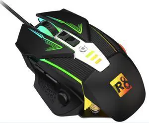 ReeGee R8 RGB Gaming Mouse, 7200 DPI Wired Optical Mouse with 6 Programmable Buttons & 5 Backlit Modes, Software Supports DIY Keybinds Rapid Fire Button