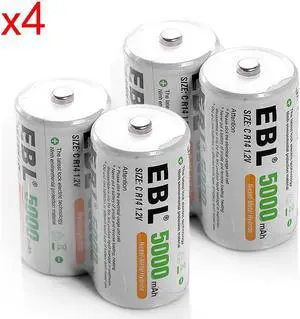 4x   C Size Rechargeable Batteries 5000mAh Ni-MH 1.2V C Cell Battery + Case