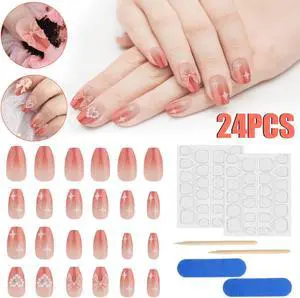 24X Extra Long Coffin False Nails Full Cover Press On Fake Fashion Nail Art Tool