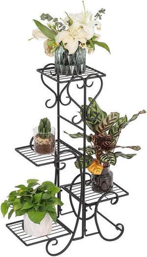 Iron Metal Plant Stand Holds 4 Flower Pot Rack Indoor Outdoor Black USA