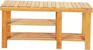 Shoe Bench Storage Home Organizer Bamboo Entrance Rack Shelf Hallway Supplies