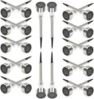 Solar Pathway Lights Outdoor 24 Pack Solar Powered Garden Light Metal Waterproof