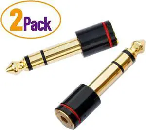 Plug macho banhado a ouro de 6.35mm 1/4 ", cabo de entrada fêmea de 1/4mm para fone de ouvido estéreo, adaptador de áudio trs 3.5 para 1/8