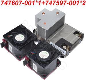 Dos ventilador de refrigeración 747597-001*2 sacó condición y disipador de calor 747607-001*1 nuevo para HP DL380 DL380p G9 Xeon CPU Kit