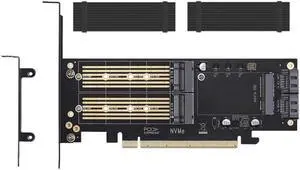 JEYI 3 in 1 M.2 and Msata Ssd Adapter Card for M.2 Nvme To Pcie Adapter,Msata To Sata Adapter (with 2 Aluminum Heatsink)