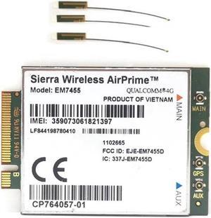 Gobi6000 EM7455 4G LTE NGFF Card+3Pcs Antenna WWAN EM7455 LTE 4G NGFF Module FDD/TDD LTE 4G Cat6 Gobi6000 for Laptop