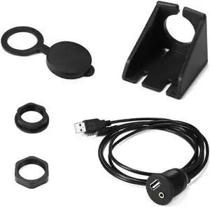 Car Dashboard Flush Mount USB Port Audio AUX Extension Usb Audio Waterproof Cable with Lead Cable 1M