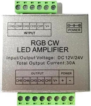 DC12V-24V LED RGBW / RGB Amplifier 12A 24A 30A 3CH 4CH Output RGBW/RGB LED Strip Light Power Repeater Console Controller