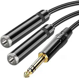 Splitter Headphone for Computer 6.35mm Jack  To 2 Female 6.35mm Mic Audio Y Splitter Cable Headset To PC Adapter AUX Cable