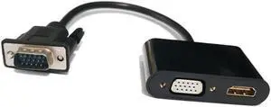 VGA to HDMI-compatible & VGA Adapter 1 in 2 Out with 3.5mm Audio cables Support VGA to HD-MI VGA PC Projector Multi-port Display