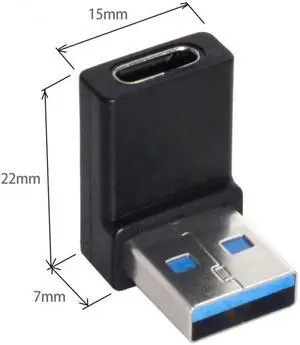 Cablecc USB-C Type C Female 90 Degree Down Angled to USB 3.0 A Male Data Adapter for Laptop Desktop