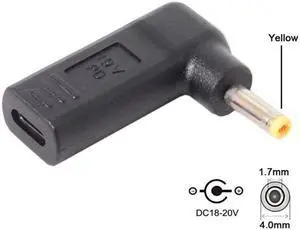 Jimier USB 3.1 Type C USB-C to 4.0*1.7mm Adapter 90 Degree Angled UC-112-4017MM