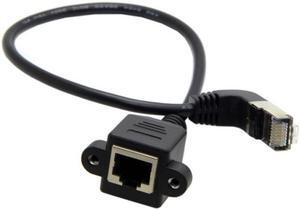 Jimier Up Angled 90 Degree STP UTP Cat 5e Male to Female Panel Mount Ethernet Network Extension Cable 30cm UT-011-UP-0.3M
