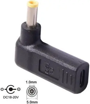 CY USB 3.1 Type C USB-C to 5.0*1.0mm Adapter 90 Degree Angled Yellow UC-112-5010MM