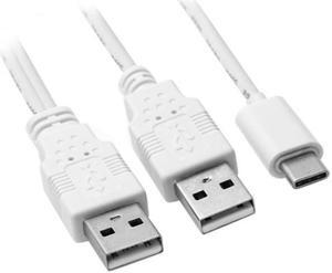 Jimier USB 3.1 Type C USB-C to Dual A Male Extra Power Data Y Cable for Cell Phone & Hard Disk UC-373