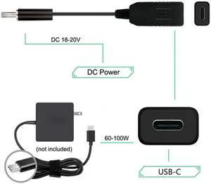 CY USB 3.1 Type C USB-C to 7.4*5.0mm Plug Cable UC-103