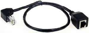 Jimier Down Angled 90 Degree 8P8C FTP STP UTP Cat 5e Male to Female Lan Ethernet Network Extension Cable 50cm UT-003-0.5M
