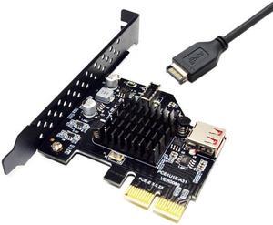 Jimier USB 3.1 Front Panel Socket & USB 2.0 to PCI-E Express Card Adapter for Motherboard UC-136