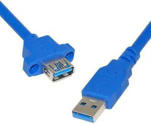 Cablecc USB 3.0 A Type Male to Female Extension Cable with Panel Mount Screws Holes