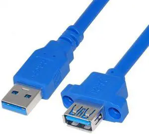 Jimier USB 3.0 A Type Male to Female Extension Cable with Panel Mount Screws Holes U3-046-1.0M