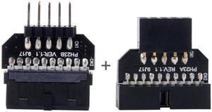 FVH 1set Reversible USB 2.0 9Pin Housing to Motherboard USB 3.0 20pin Header Female Adapter U2-026