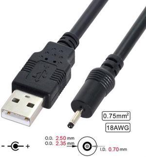 FVH 18AWG 0.75mm*2 USB 2.0 A Type Male to DC 2.50mm 2.35mm 0.7mm Power Plug 5V Cable 100cm U2-035
