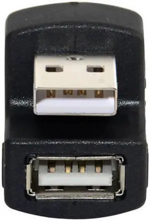 Jimier Down Angled USB 2.0 Adapter A Male to Female Extension 90 180 360 Degree Black U2-099-DN