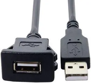 Jimier 1m Waterproof Single USB 2.0 Extension Latch Mount Car AUX Cable for Dashboard Panel U2-021-1P