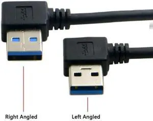 Jimier 50CM USB 3.0 Type A Male 90 Degree Left Angled to USB 3.0 A Type Right Angled Extension Cable U3-182