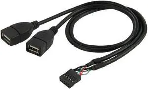 FVH 10 Pin Motherboard Female Header to Dual USB 2.0 Female Adapter Cable 50cm U2-329