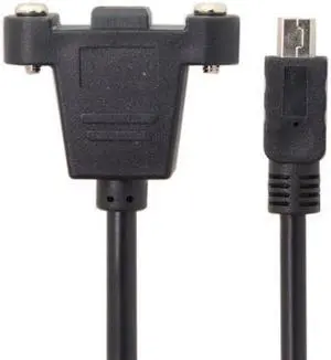 CY Panel Mount Type Mini USB 5Pin Male to Female Extension Adapter Cable with Screws 50cm U2-350-0.5M