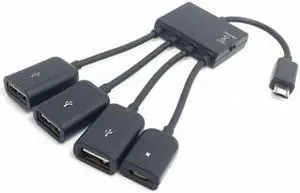 Jimier Micro USB Host OTG 3 Port Hub Adapter Cable U2-130