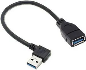 Jimier Right Angled USB 3.0 Type-A Male to USB 3.0 Type-A Female Extension Cable 20cm 5Gbps 90 Degree U3-036-RI