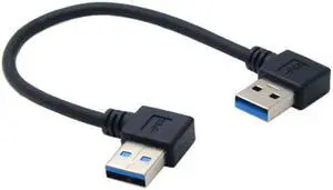 FVH USB 3.0 Type A Male 90 Degree Left Angled to USB 3.0 A Type Right Angled Extension Cable U3-182