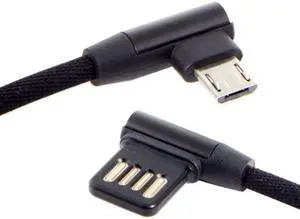 Jimier Micro USB 5Pin to Left Right Angled 90 Degree USB 2.0 Data Cable with Sleeve for Tablet & Phone 15cm U2-114