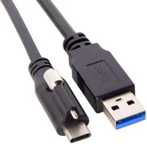 Jimier USB 3.1 Type-C Locking Connector to Standard USB3.0 Data Cable 1.2m With Panel Mount Screw UC-045-1.2M
