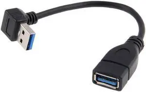 Jimier Down Angled USB 3.0 Type-A Male to USB 3.0 Type-A Female Extension Cable 20cm 5Gbps 90 Degree U3-036-DN