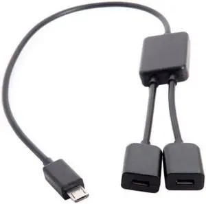 Jimier Micro USB to Dual Ports Micro USB Female Hub Cable For Laptop PC & Mouse & Flash Disk U2-127