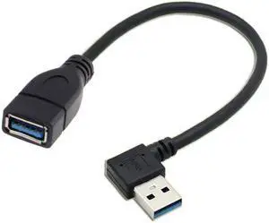 Jimier Left Angled USB 3.0 Type-A Male to USB 3.0 Type-A Female Extension Cable 20cm 5Gbps 90 Degree U3-036-LE