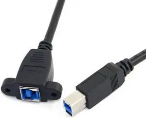 Jimier Super Speed USB 3.0 Back Panel Mount B Female To Male B Type Extension Cable 0.5m U3-092-0.5M