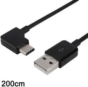 FVH 200cm Right Angled USB 3.1 Type C USB-C to USB 2.0 Cable 90 Degree Connector for Tablet & Mobile Phone UC-011-BK-2.0M