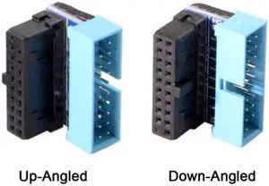 Jimier USB 3.0 20pin Male to Female Extension Adapter Down Angled 90 Degree for Motherboard Mainboard U3-053-DN